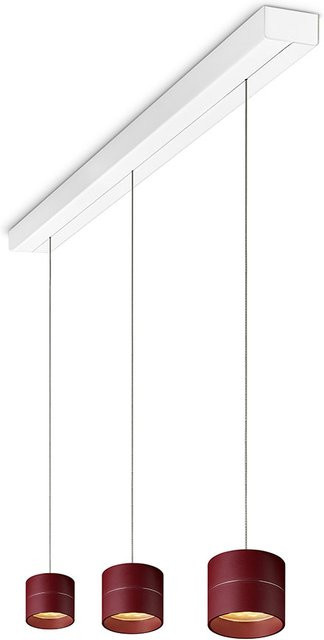 Oligo Tudor S LED-Pendelleuchte 3-flammig in Rot matt mit weißem Baldachin, höhenverstellbar und mit Tunable White (2200K - 5000K) - Bild 1