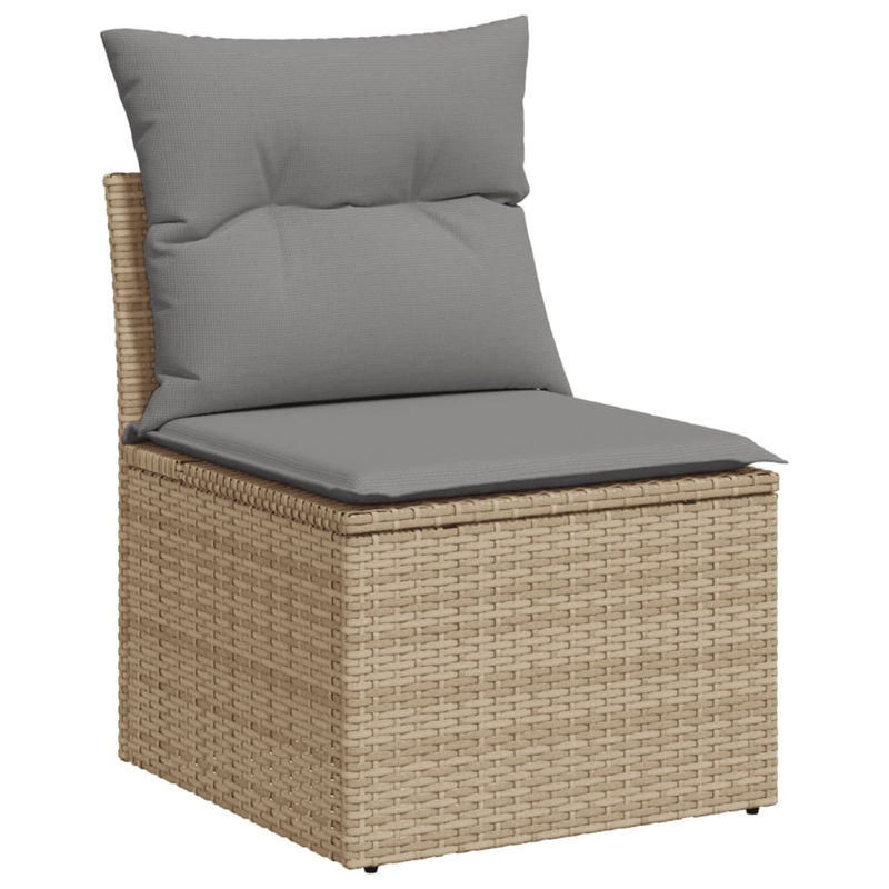 Vidaxl Gartenmöbel-Set mit 7 Teilen und Kissen aus Rattan und Holz in Beige - Bild 3
