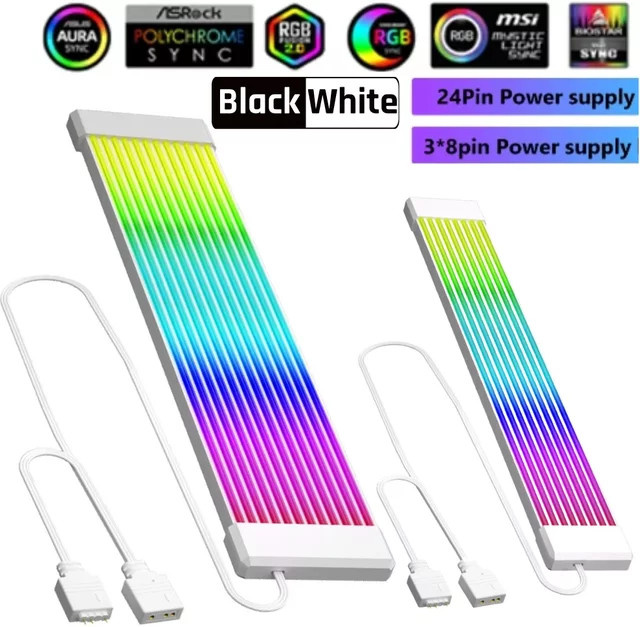 ALLOET ARGB Sync Verlängerungskabel für 5V 3Pin RGB LED Lichtstreifen und Motherboard, Schwarz/Mehrfarbig - Bild 1