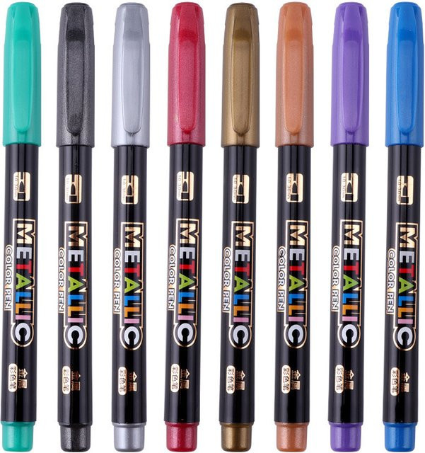Kissbuty Metall Farbe Marker Set mit 8 Farben für Kalligraphie und Schule in Multicolour - Bild 1