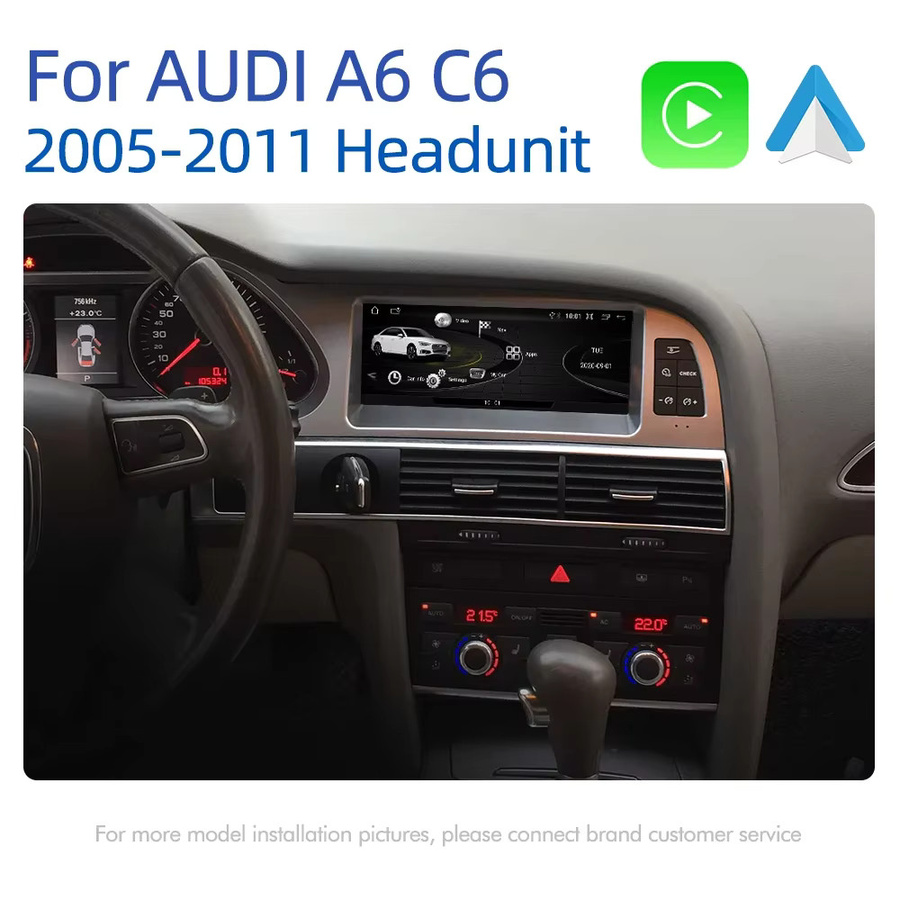 FAZY Android 14 Autoradio-Player mit CarPlay und GPS-Navigation für Audi A4 A5 A6 Q7 MMI 2G Basic, Roter Bildschirm - Bild 3