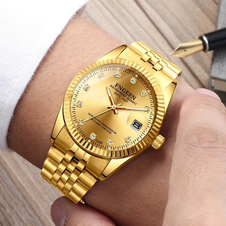 BINBOND Armbanduhr Quarz, Edelstahl, Gold, Herren, Analoguhr - Bild 4