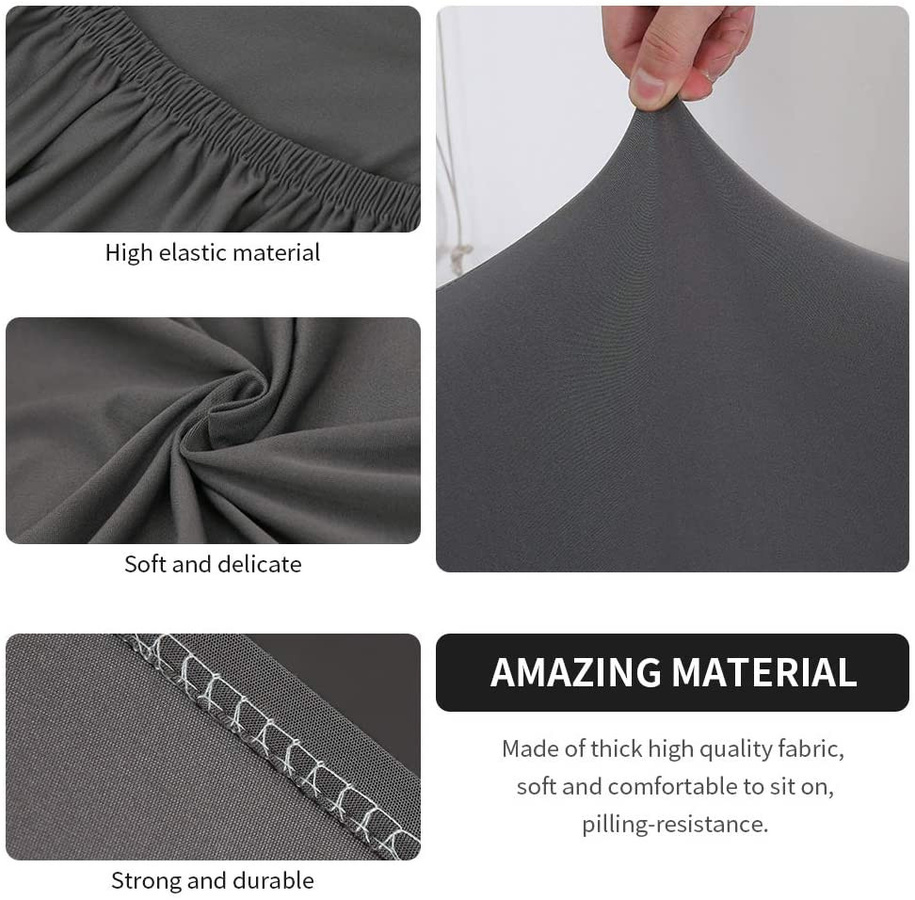 Waschbarer Spandex Stuhlsitzbezug für Esszimmerstühle in Grau - Bild 3