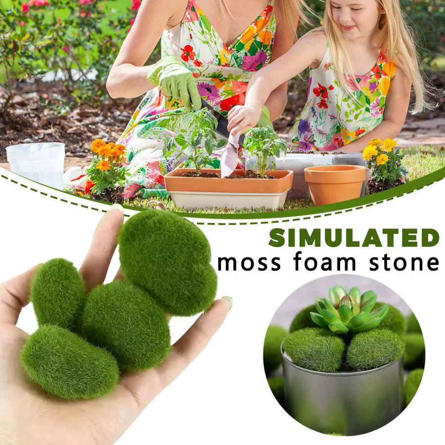 10 Stück simulierte Moossteine aus Kunststoff in Grün für Miniatur-Landschaften und DIY-Ornamente - Bild 1