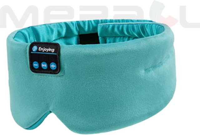 Jinmeige Schlafmaske aus Seide mit kabellosen Bluetooth-Kopfhörern in Cyanblau - Bild 1