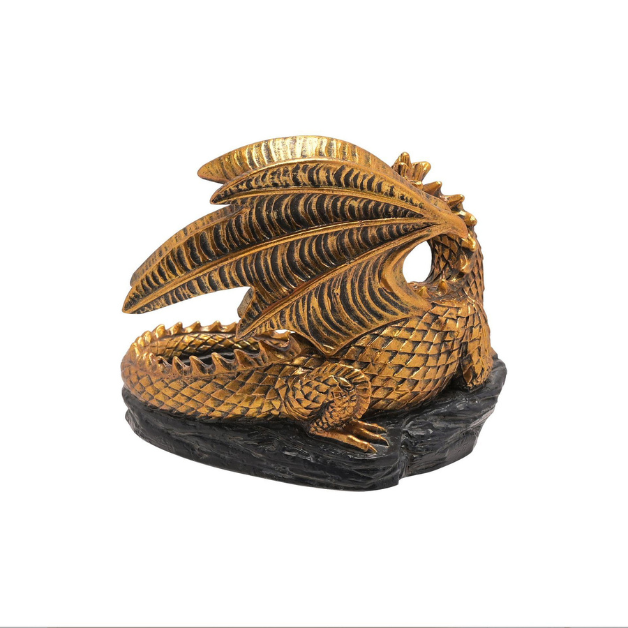 HOCUS POCUS NOVELTIES Teelichthalter Goldener Drache in Gold aus Harz - Bild 2