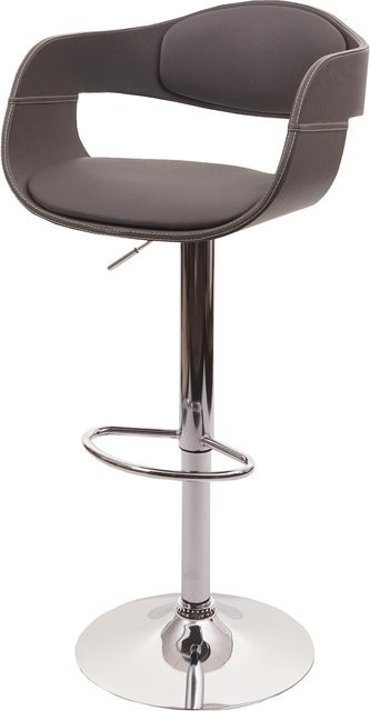 Barhocker MCW-A47b im Retro-Design mit Holz und Kunstleder in Mattgrau - Bild 1