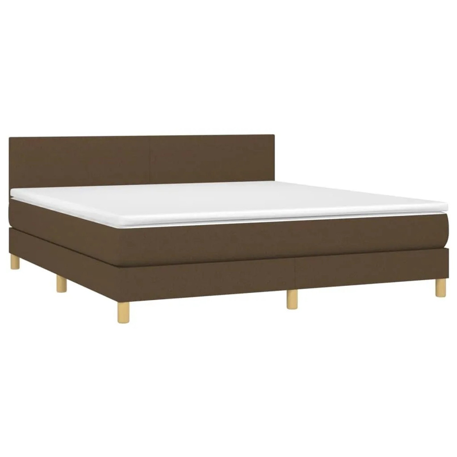 vidaXL Boxspringbett Hybrid mit Matratze und LED-Unterbettbeleuchtung sowie USB-Ladeanschluss, Farbe: Dunkelbraun/Weiß, B/T/H: 160 x 200 x 78 cm - Bild 2