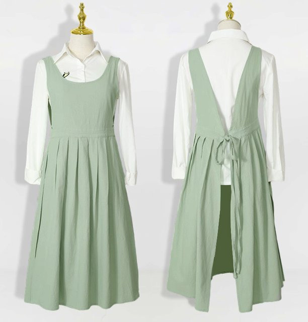 Vintage Schürze für Damen von haojianxuan in Grün mit No-Tie-Design aus atmungsaktivem Stoff - Bild 1