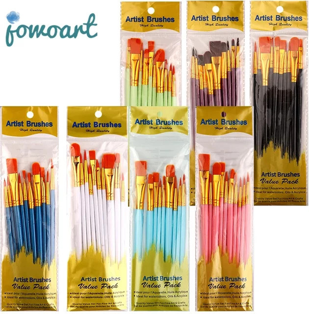 Jowoart 10-teiliges Set Multifunktionale Aquarellpinsel mit Perlmuttblauem Kunststoffgriff und Mehrfarbigen Nylonhaaren - Bild 1