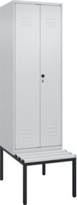 C+P PSA Doppel-Spind Classic PLUS Sitzbank mit 2 Abteilen, Grau, B/T/H: 212 x 60 x 81,5 cm - Bild 1