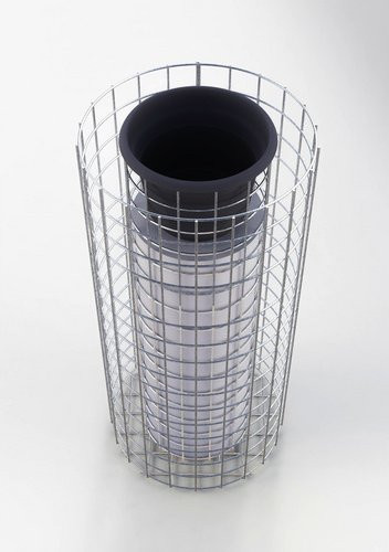 Gabiona Blumensäule rund aus feuerverzinktem Stahl, silberfarben, Höhe: 82 cm, Durchmesser: 37 cm - Bild 1