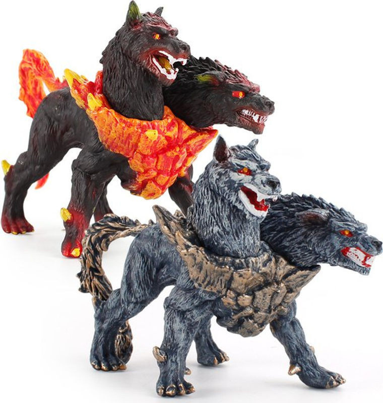 ODILO Cerberus Figur Mythischer zweiköpfiger Hund als Desktop Ornament aus Kunststoff in Mehrfarbig - Bild 1