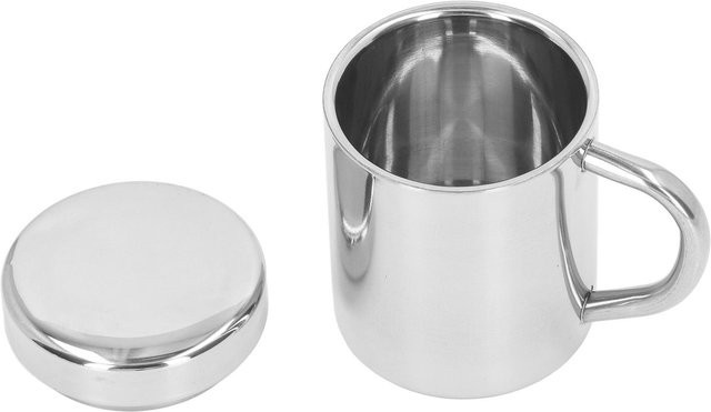 Doppelwandiger Edelstahl Becher mfySpace mit Henkel, grau, Höhe: 9,5 cm, Durchmesser: 7 cm - Bild 1