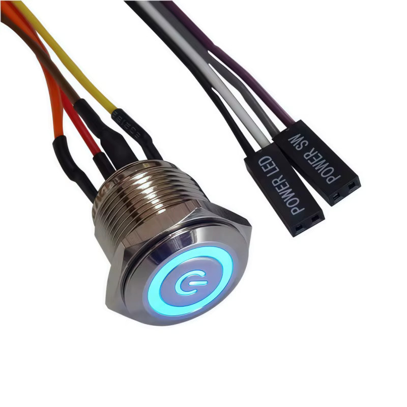 LANBOO PC-Netzschalter Metalltaste mit LED und 50cm DuPont-Kabel in Rot - Bild 4