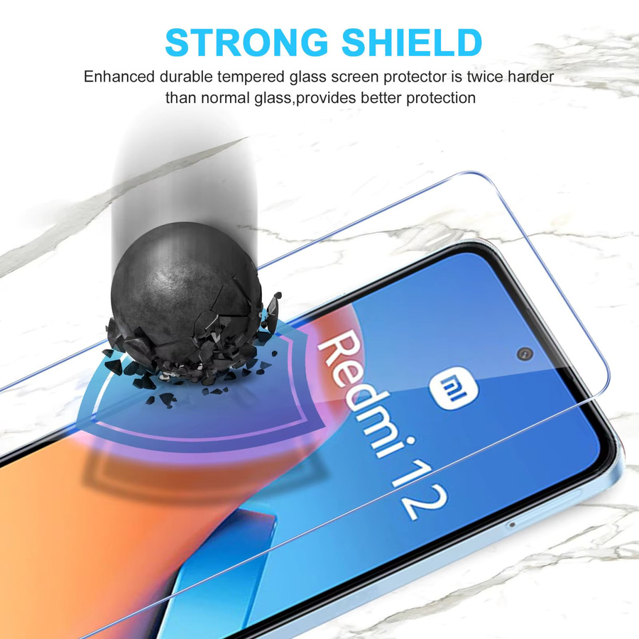 Xiaomi Redmi 12 Displayschutzfolie aus gehärtetem Glas, HD-Kristall, transparent, 9H kratzfest - Bild 3