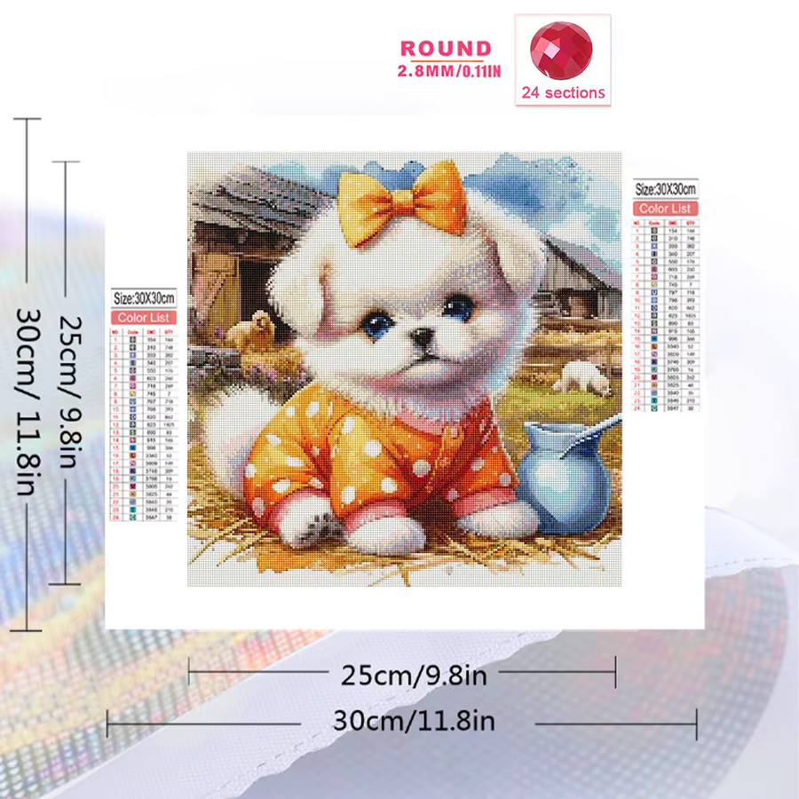Momoart Diamantmalerei Hund Tier DIY Mosaik Stickerei Wanddekoration Multicolour B/B/B: 20 x 20 x 20 cm - Bild 2