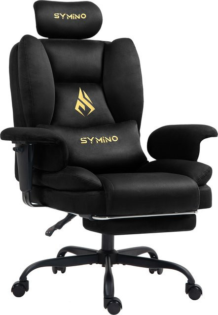 Symino Gaming-Stuhl in Grau aus Kunstwildleder im Sofa-Stil mit Fußhocker und 130 kg Tragkraft - Bild 1