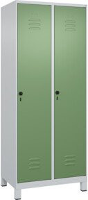 C+P Spind Classic PLUS Garderobenschrank mit 2 Abteilen, Füße, Sicherheits-Drehriegel und 4 Garderobenhaken, H x B x T: 195 x 80 x 50 cm - Bild 1