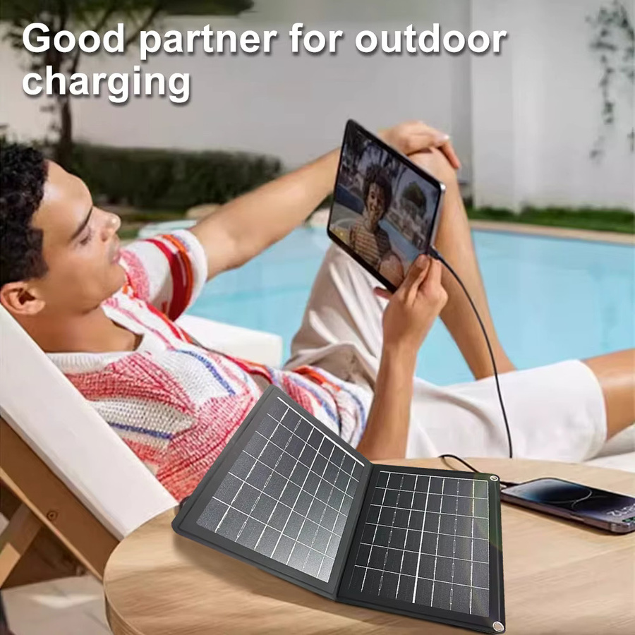 SOECOPO Faltbares Solarpanel 40 W für Outdoor-Aktivitäten mit Powerbank, USB und Typ-C, Schwarz - Bild 2