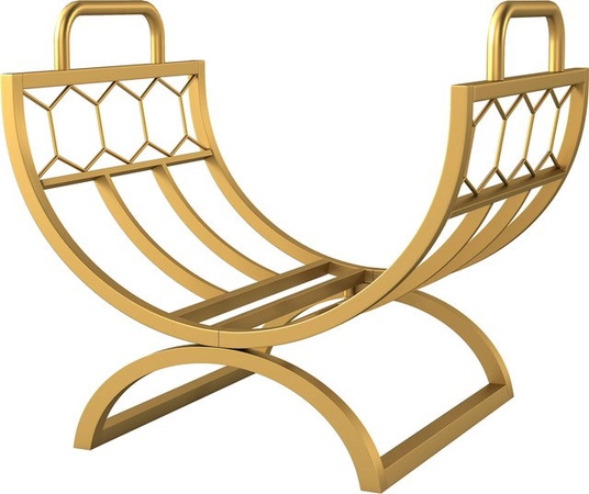Outsunny Kaminholzregal aus Metall in Gold mit Wabenmuster und Griffen, B/T/H: 46 x 36 x 41 cm