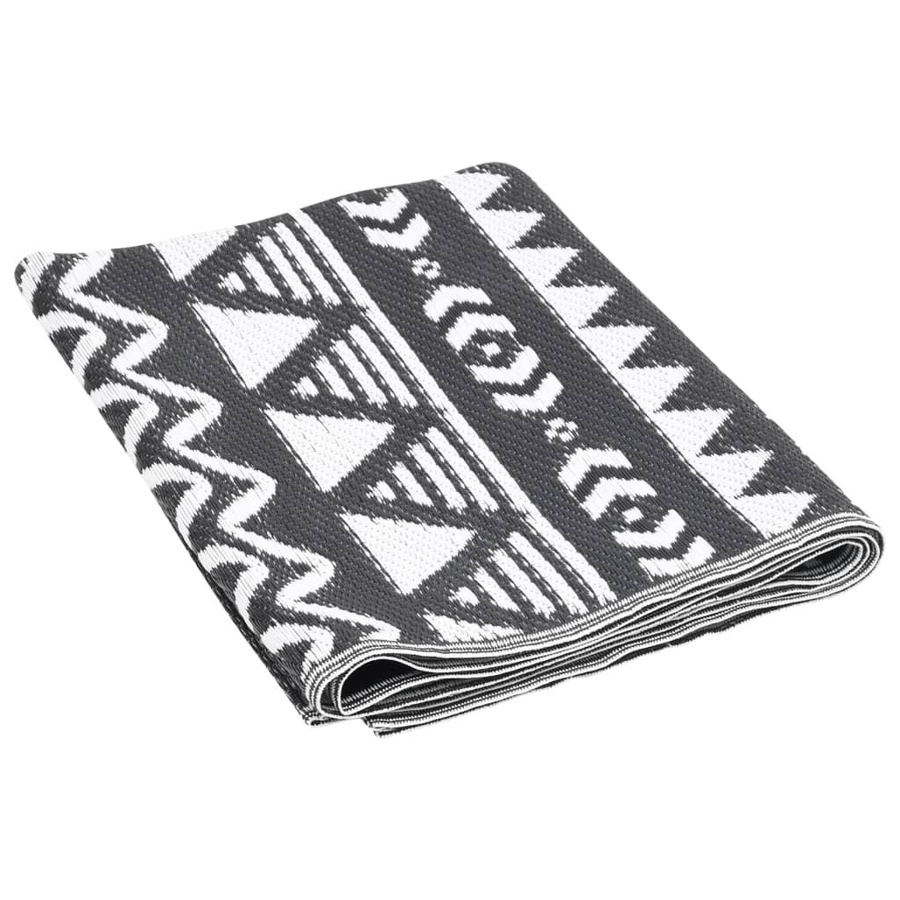 vidaXL Outdoorteppich mit Jacquard-Muster in Schwarz, B/T: 190 x 290 cm, Polypropylen (PP) - Bild 5