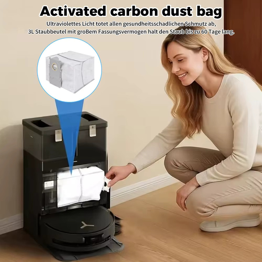 WINDNINJA Staubbeutel in Weiß passend für Ecovacs T50 Pro Omni, T50 Omni, T50 Max Pro Omni, X8 Pro Omni, X9 PRO OMNI, T80 OMNI und Yeedi S14 Roboterstaubsauger - Bild 3