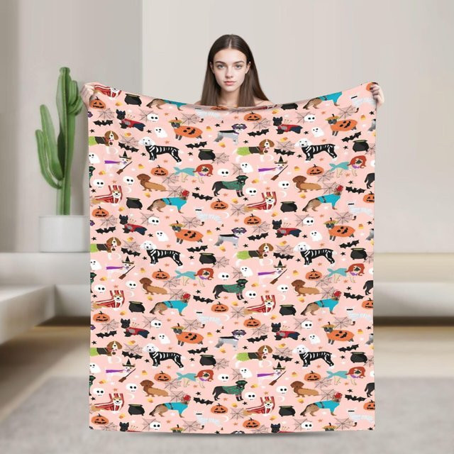ZbrFour Dackel Decke aus Flanell in Pink, kuscheliger Tier-Überwurf für Hund und Zuhause, B/B: 200 x 150 cm - Bild 1