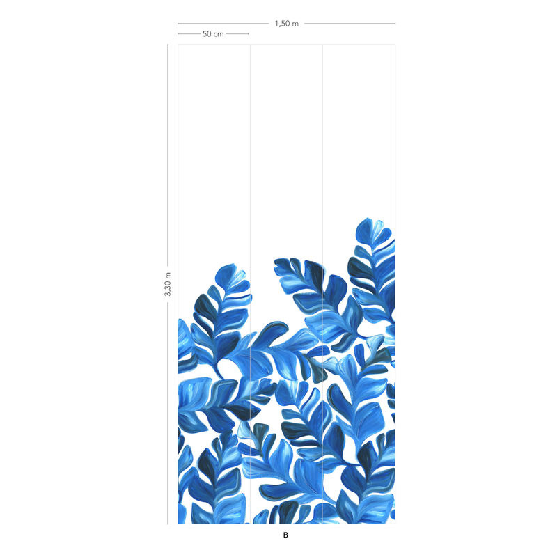 Isidore Leroy Tapete Pacifico XL Bleu in Blau mit floralem und botanischem Design, Breite: 330 cm, Höhe: 250 cm - Bild 2