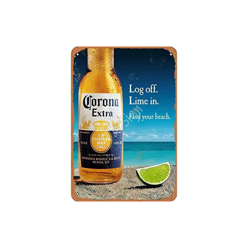 TarSign Corona Bier Vintage Blechschild Wanddekoration Find Your Beach Multicolor, Durchmesser: 32,5 cm - Bild 1
