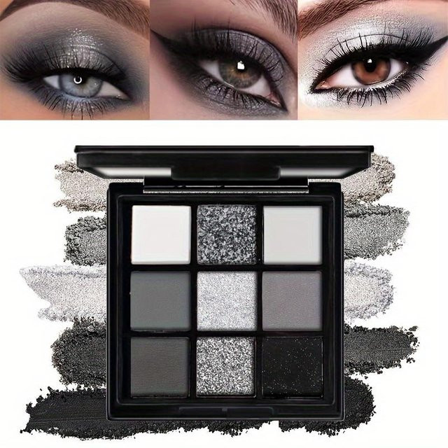 Smoky Eyeshadow Palette, 9 Farben, Schwarz, Matt, Puder, Unisex - Bild 1