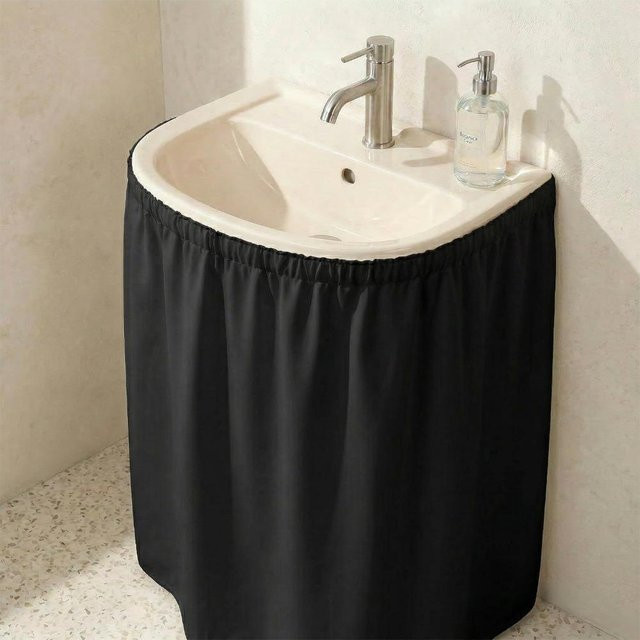Selbstklebender Badezimmerwaschbeckenrock von shuangniu in Schwarz aus Polyester - Bild 1