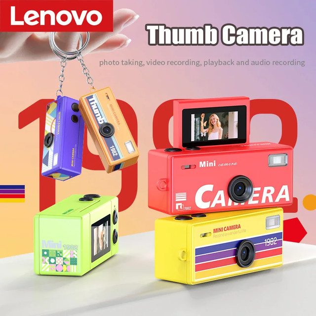 Lenovo Retro CCD Digitalkamera in Rot für Vlog und Foto- sowie Videoaufnahmen mit Klappbildschirm - Bild 1