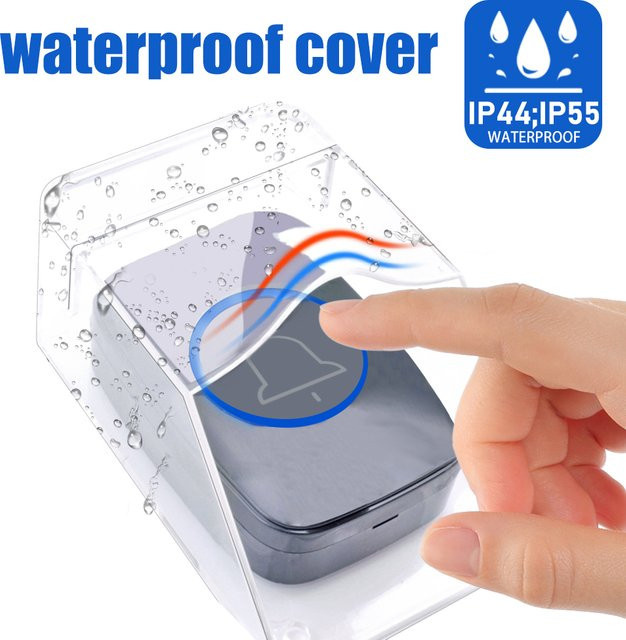 Wasserdichter Regenschutz für kabellose Türklingeln, transparente Abdeckung für den Außenbereich in Weiß, B/H/T: 11,1 x 6,1 x 5,2 cm - Bild 1