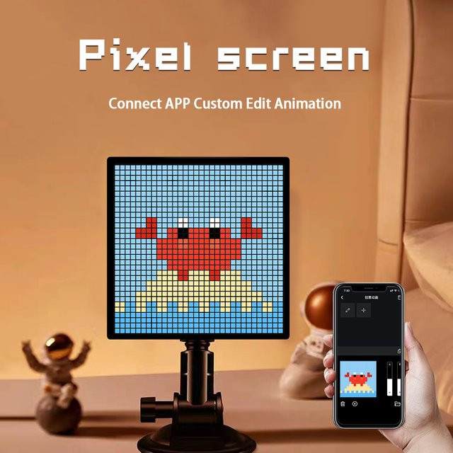 ZCMLED Programmierbarer Digitaler Bilderrahmen mit 32x32 Pixel-Display in Schwarz zur Dekoration und Werbung - Bild 1