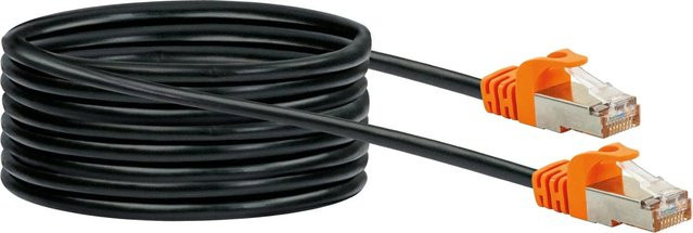 Schwaiger CAT7 S/FTP Ethernet LAN Netzwerkkabel Orange/Schwarz, 10 m - Bild 1
