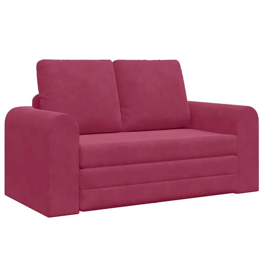 vidaXL Schlafsofa aus Samt in Weinrot mit Metall- und Holzgestell - Bild 2