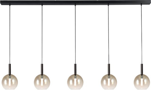 Masterlight Lido LED-Pendelleuchte 5-flammig in Gold und Schwarz matt mit transparentem Glas - Bild 1