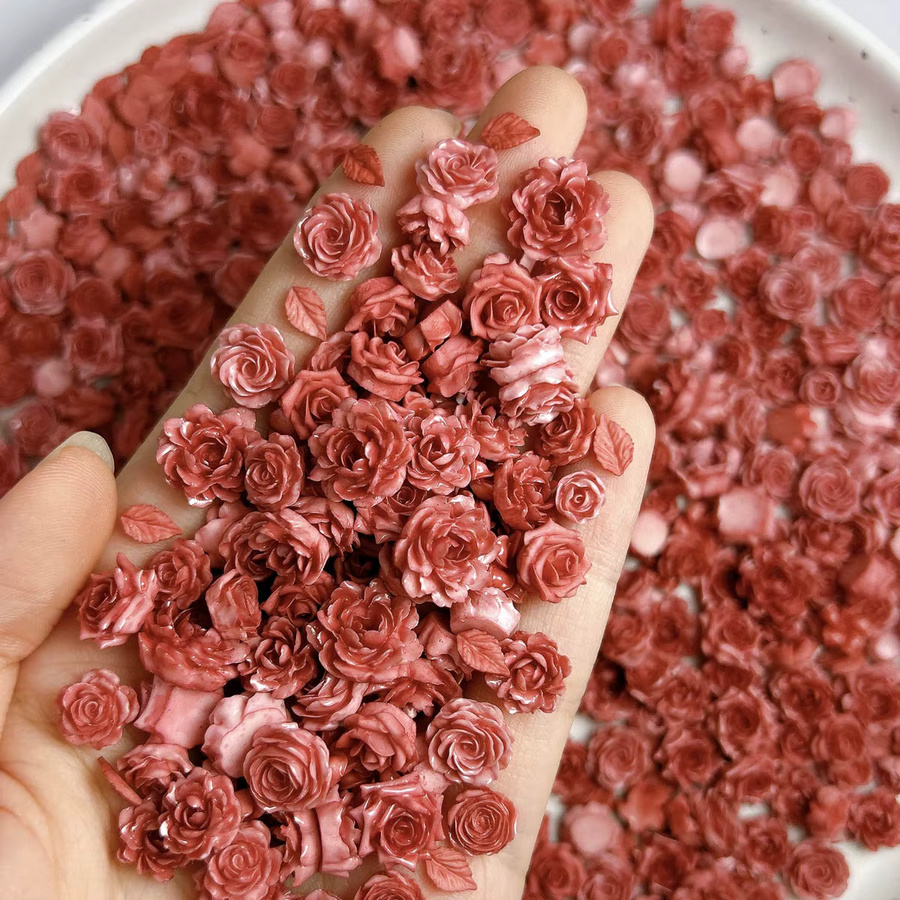 Lotus Pfingstrose Rose Harz Nail Art Charms, 3D leuchtende Blattblumen, Nageldekorationen - Bild 4