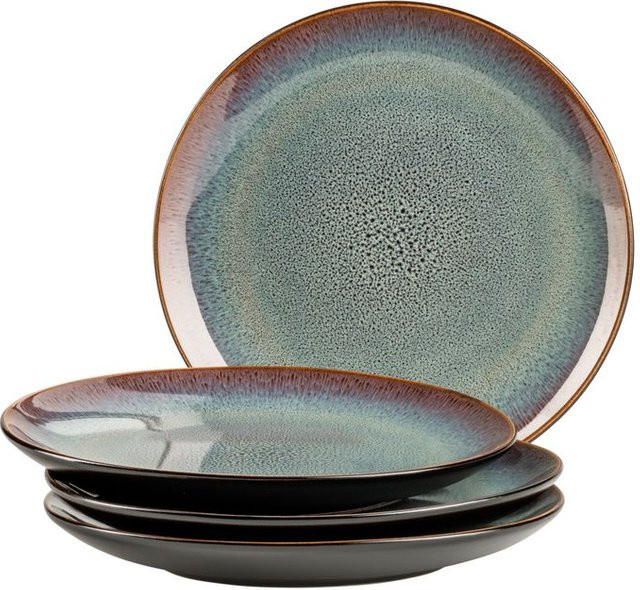 Mäser Teona Dessertteller-Set aus Steinzeug für 4 Personen in Blau, Braun, Grün und Schwarz - Bild 1