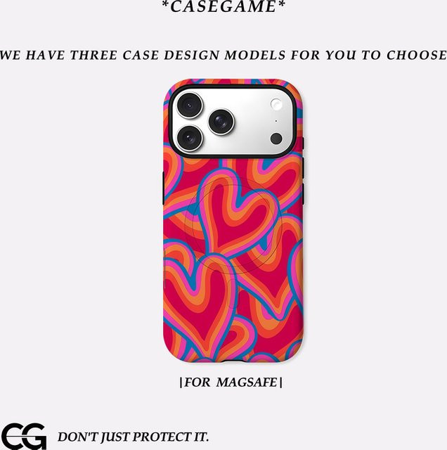 Magnetische Handyhülle Psychedelic Heart für iPhone 17 16 15 14 Pro Max Plus Multicolor - Bild 1