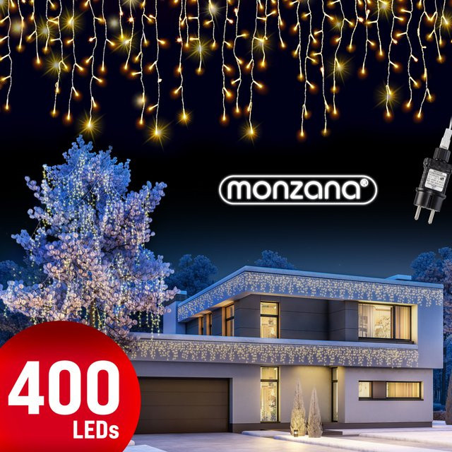 monzana Regenlichterkette LED in Warmweiß mit 15m Länge für Außen und Innen (IP44) - Bild 1