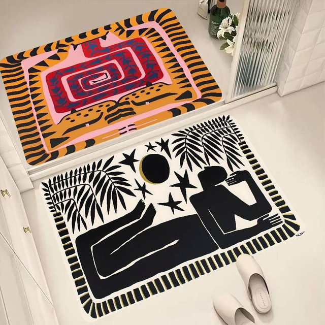 Rutschfeste Bodenmatte mit abstraktem altägyptischem Tiger- und Leoparden-Design in Nordischer Farbe für Wohnzimmer, Küche oder Badezimmer - Bild 1