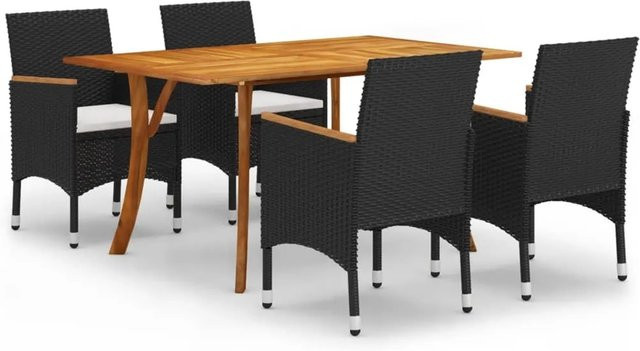 vidaXL 5-teilige Garten-Essgruppe aus Akazien-Massivholz in Schwarz - Bild 1