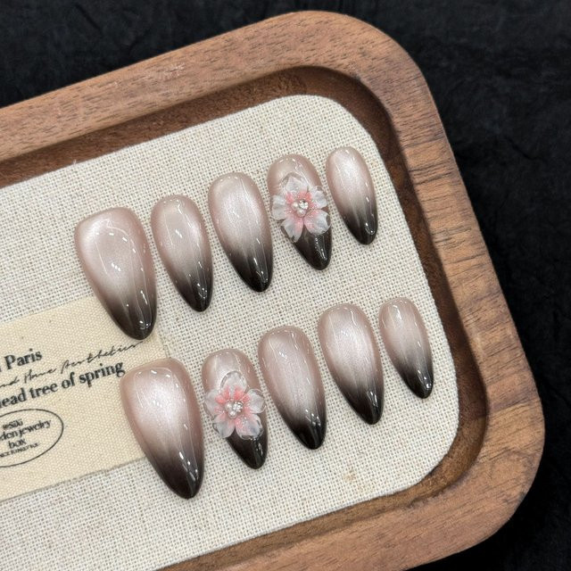 YADORNOS Press On Nails, Schwarz, Glänzend, 10 Stück - Bild 1