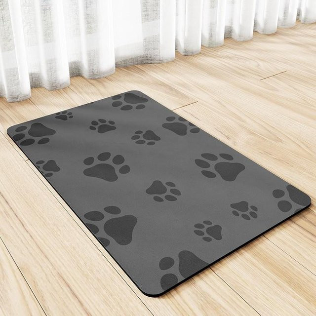 Saugfähige Kieselgurmatte für Haustiere mit Katzenpfoten-Design, grau, B/T: 80 x 50 cm - Bild 1