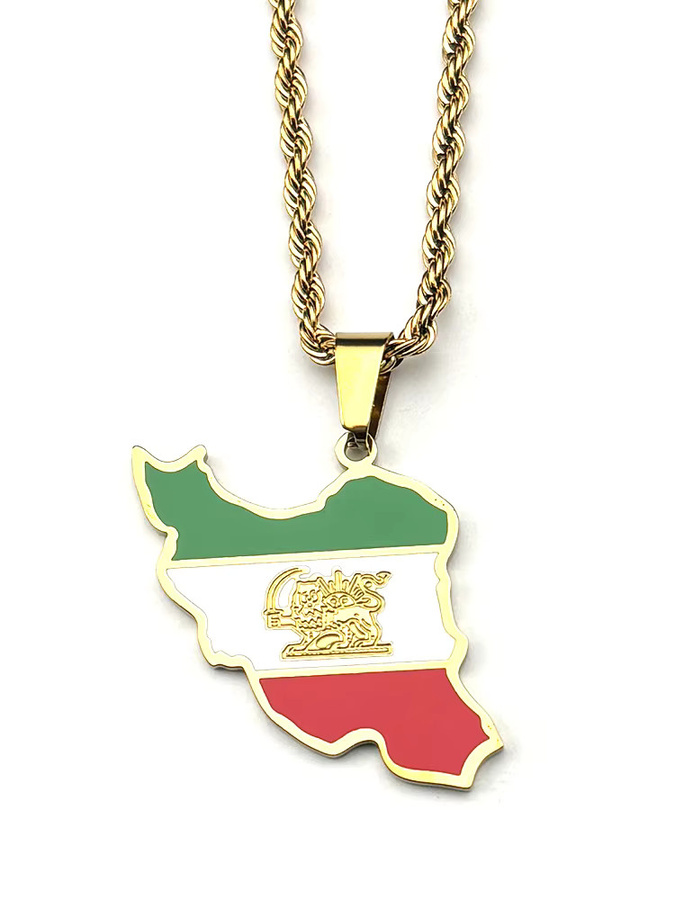 JYTF Anhänger Halskette, Edelstahl, Gold, Iran Karte Flagge, Unisex - Bild 2