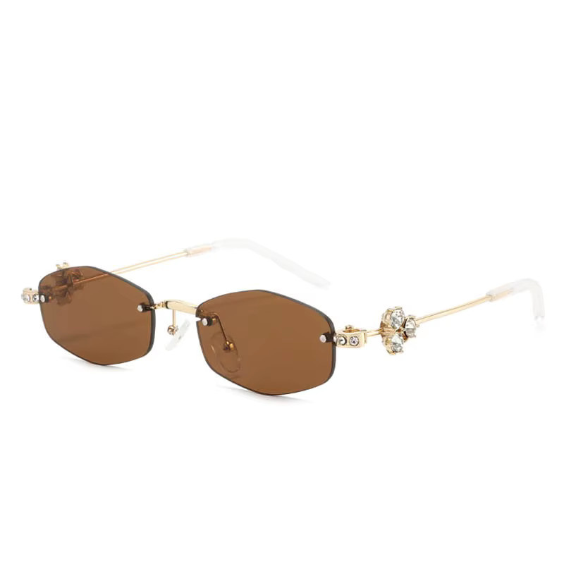 QVQV Sonnenbrille randlos, hexagonal, Metall, braun, Damen - Bild 1