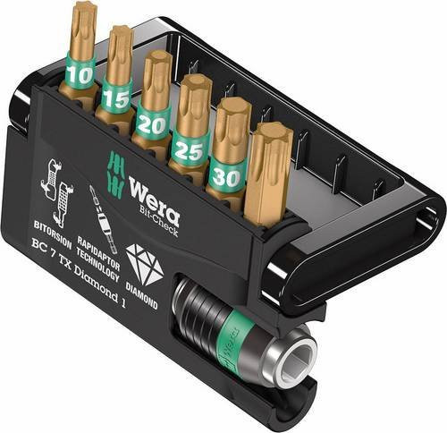 Wera Bit-Check 7 TX Diamond 7-teiliges Bit-Set mit BiTorsion und Torx-Profilen in Multicolor - Bild 1