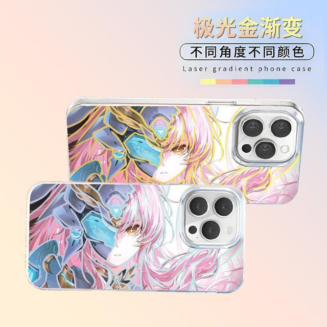 AIMISI Anime Mecha Girl Handyhülle für iPhone 11 12 13 14 15 16 17 Pro Max Plus Aurora Cover in Multicolour - Bild 1
